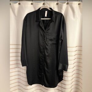 Black Satin Sleep Shirt/Nightgown
